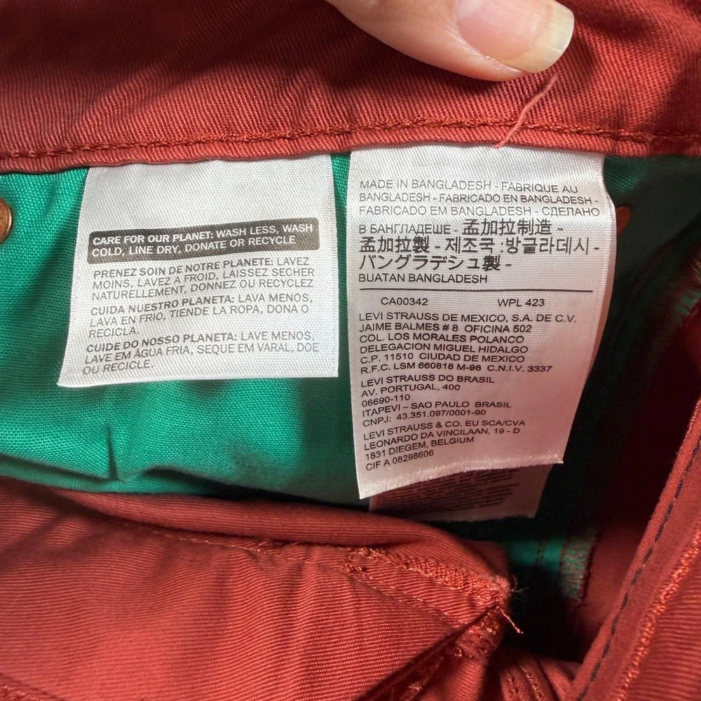 Levis 511 Slim Fit Jeans Mens 36x29 Red Commuter Green Pocket Reflective Stretch